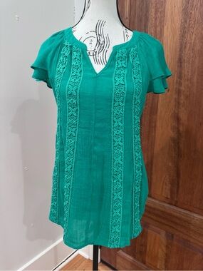 Counterparts Teal Green Embroidered V-Neck Tunic